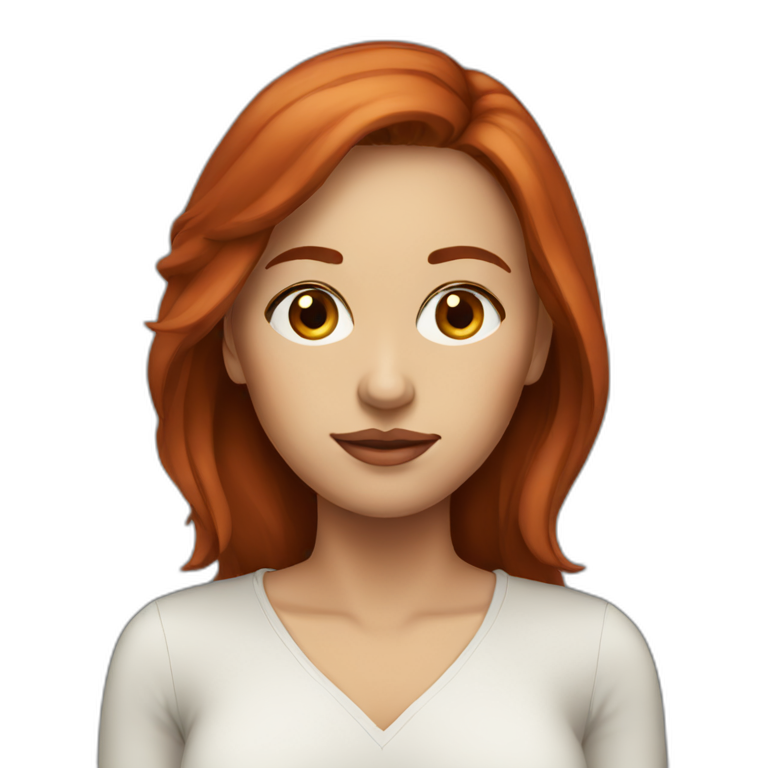 young-woman-black-long-red-hair-dark-eyes-smile | AI Emoji Generator