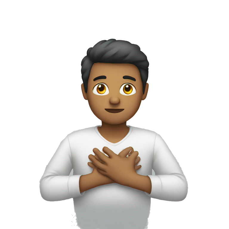 person with hands on chest | AI Emoji Generator