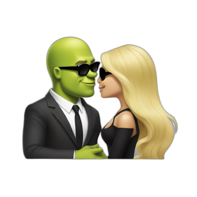 super hot shrek kissing with white-guy-wearing-suit-with-short blonde ...