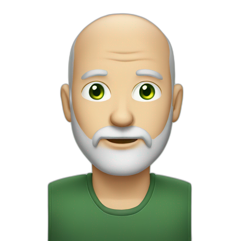 Gray haird 60 years old man with beard and green eyes | AI Emoji Generator