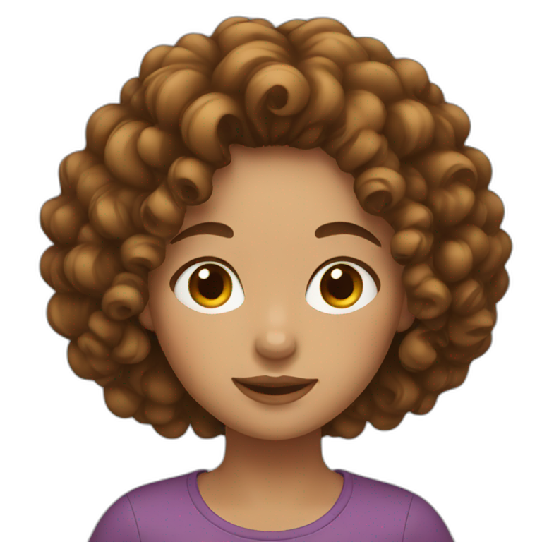 Lena situations with brown curly hair | AI Emoji Generator