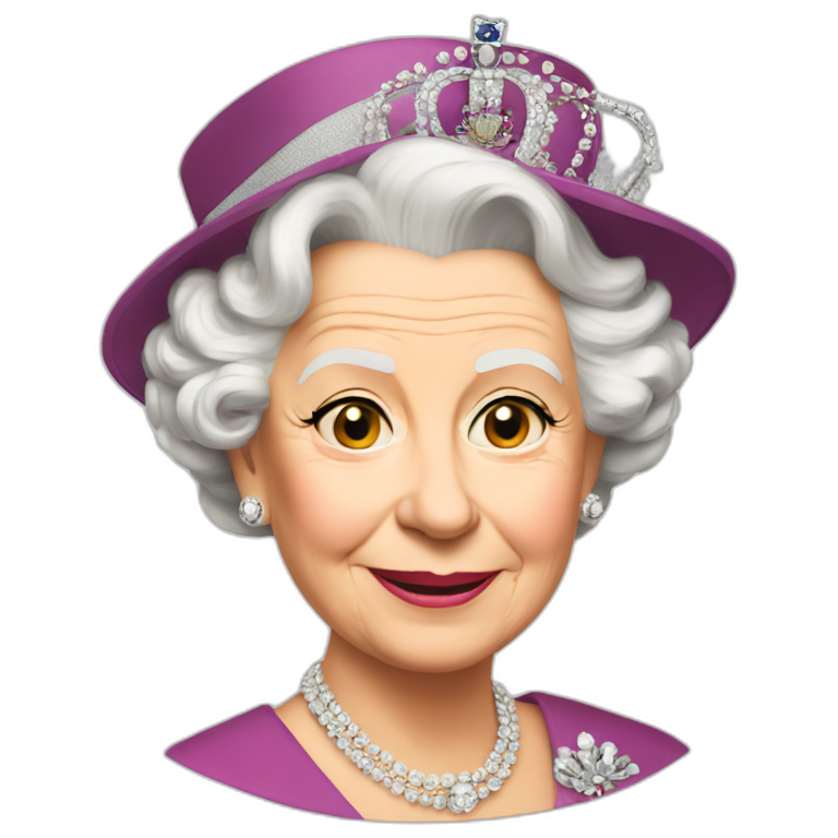 Queen Elizabeth II looking angry with a monocle | AI Emoji Generator