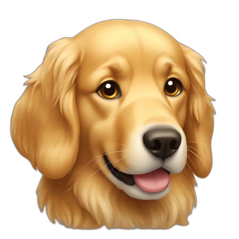 Blonde girl with glasssz petting a golden retriever | AI Emoji Generator