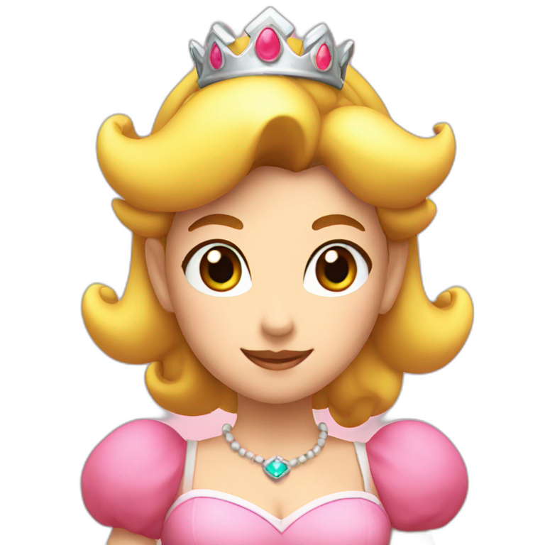 princess peach with tiara and dark bob | AI Emoji Generator