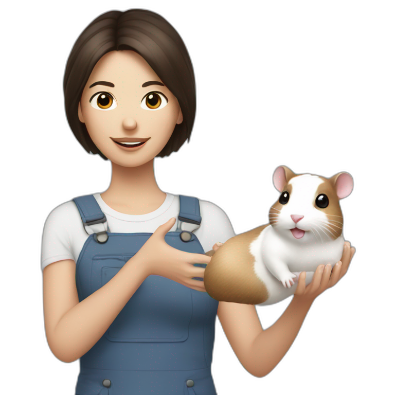 Brunette holding a rat | AI Emoji Generator