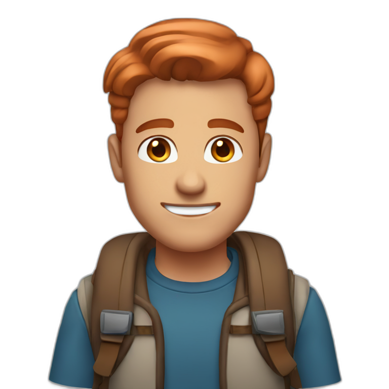 muscle blue eyes man slick coppery hair clean shaven | AI Emoji Generator