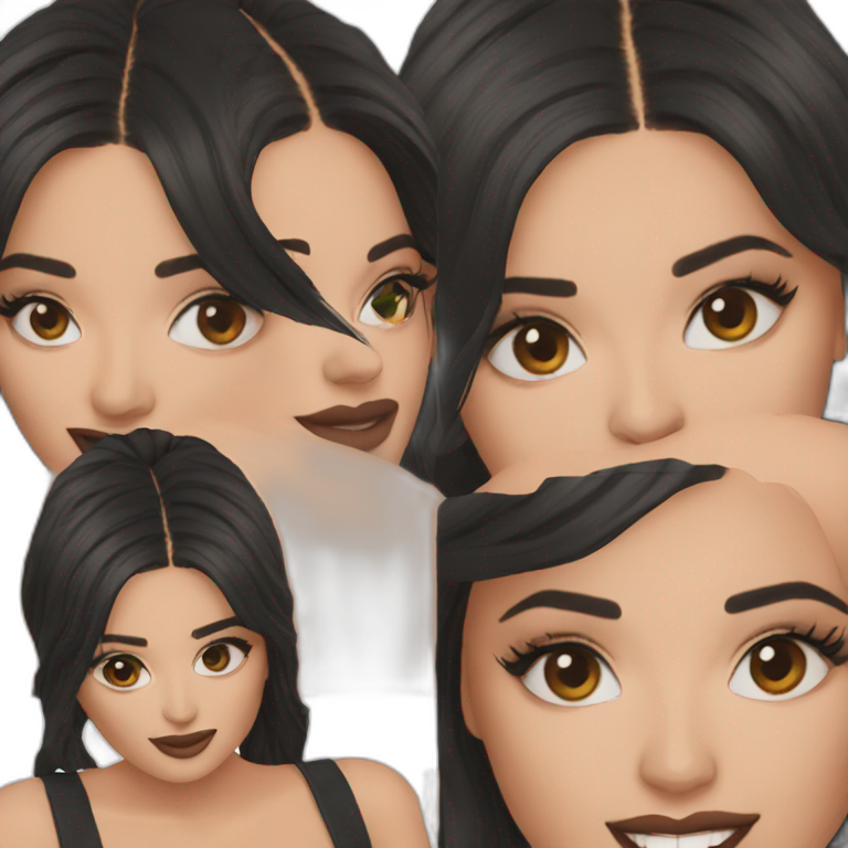 kylie jenner with brown and long hair | AI Emoji Generator