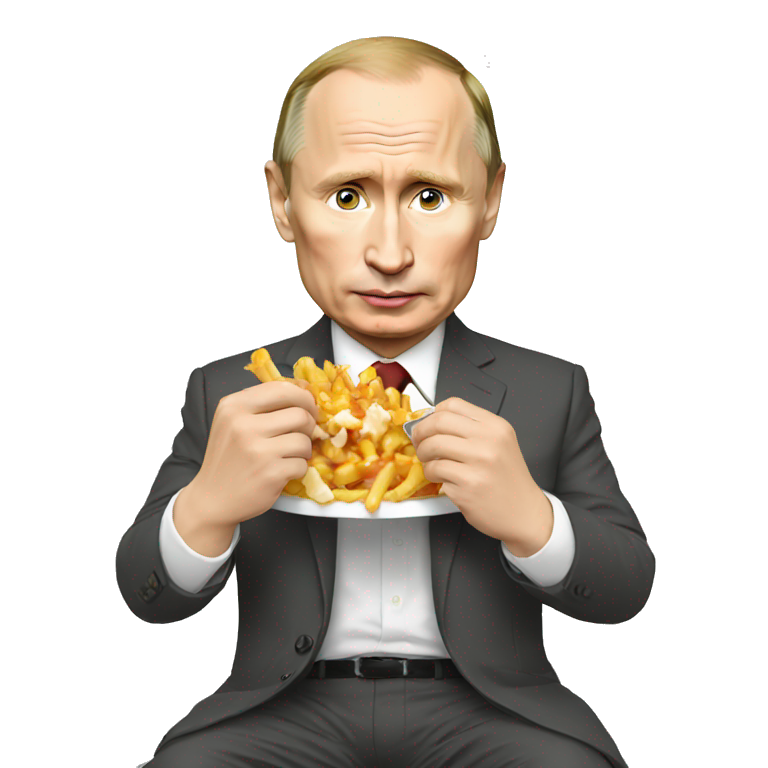 Poitine eating a poutine | AI Emoji Generator