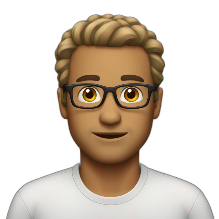 Young, with glasses, bold | AI Emoji Generator