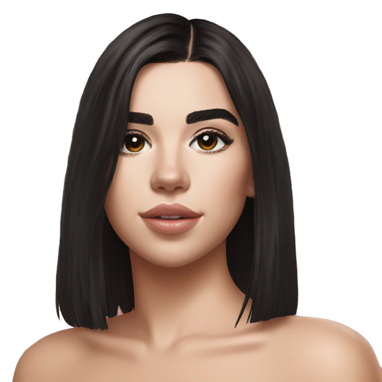 Dua Lipa with dark red hair | AI Emoji Generator