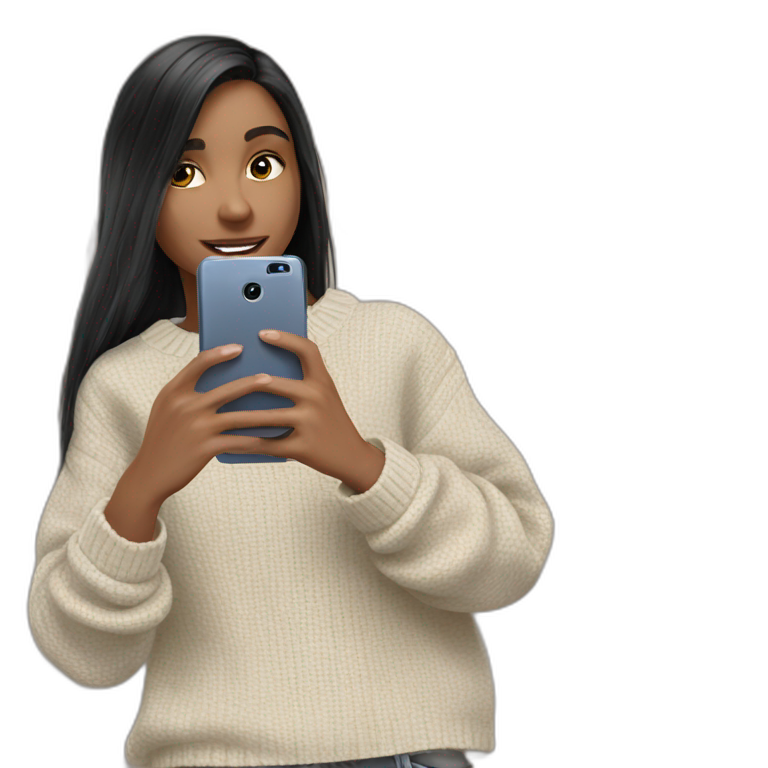 girl typing in phone | AI Emoji Generator