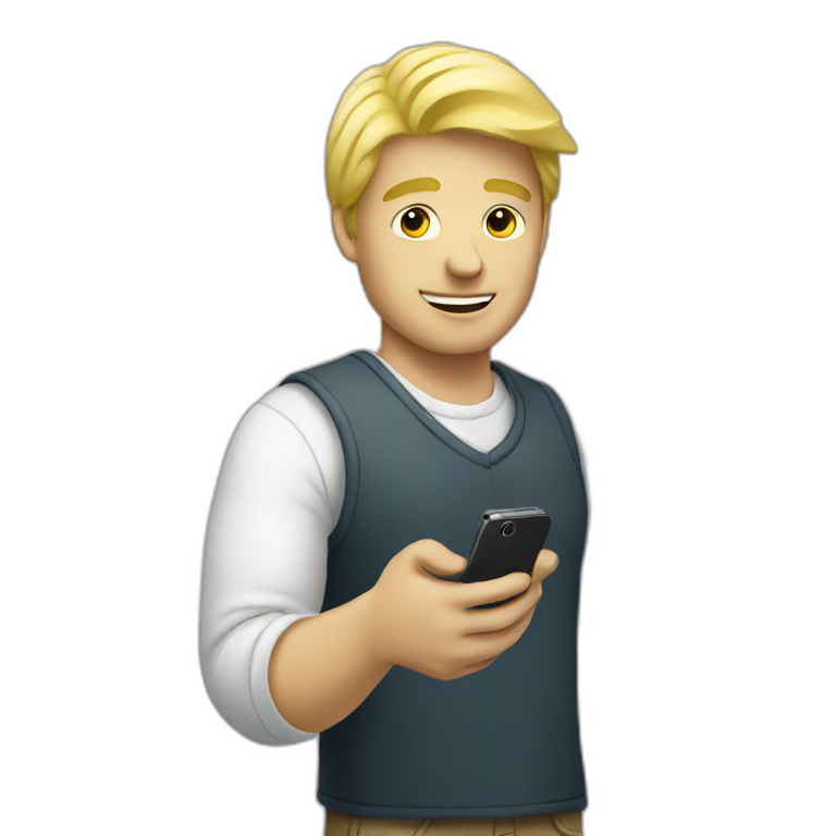 brown man holding phone wondering | AI Emoji Generator