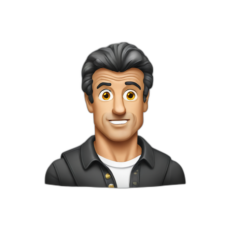 sylvester stallone serious cartoon wearing shirt | AI Emoji Generator